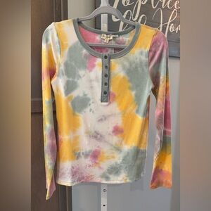 Hem & Thread NWT Tie Dye ribbed Henley tee multiple sizes